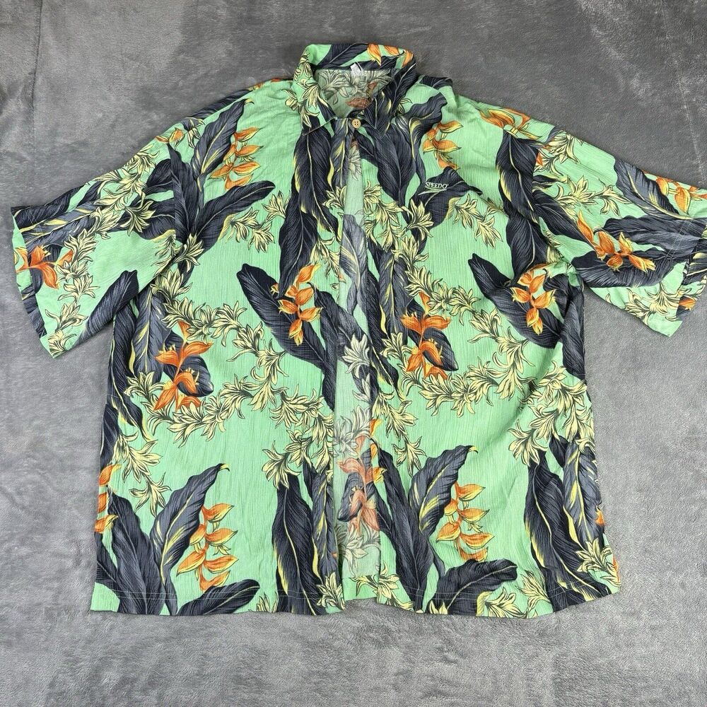 Speedo Swim Beach Cover Up‎ Womens Large Green Aquatic Floral Print Open Front